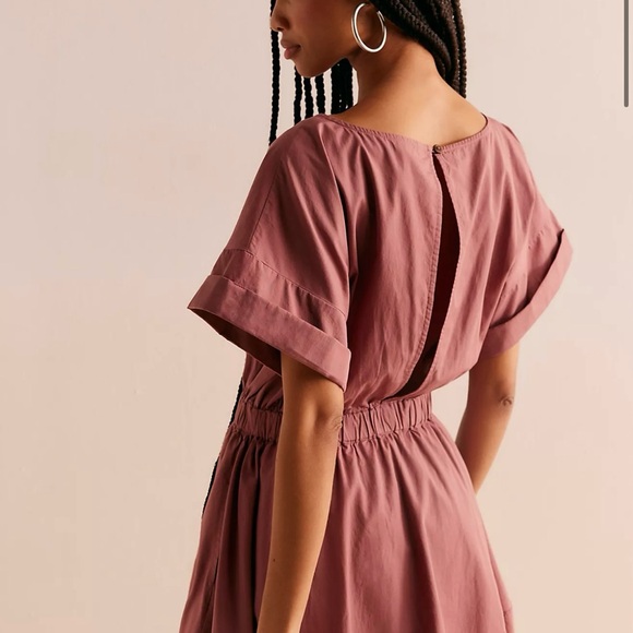 Free People Mauve Short Sleeve Cinched Waist Dress – Women’s XL - Picture 2 of 8